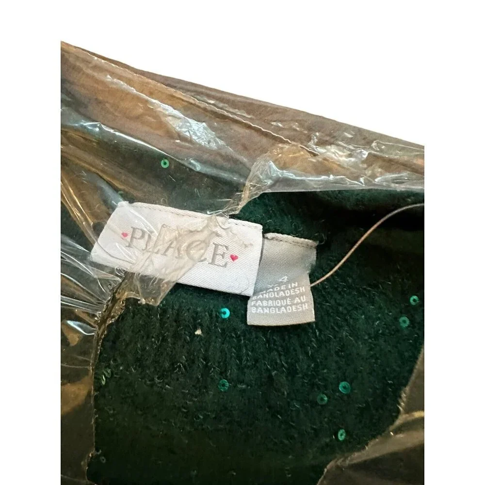 Childrens Place Girls Sequin Sweater‎ Green Spruce sz XS NEW $32